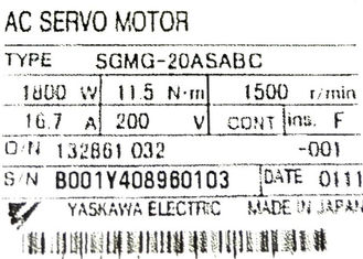 Yaskawa Industrial Servo Motor New AC Servo Motor 1800W 11.5N.m SGMG-20ASABC